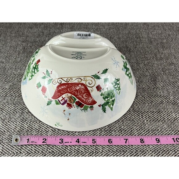 LENOX Holiday Inspirations & Illustrations Divided Angle Bowl Christmas Sleigh - Picture 7 of 7